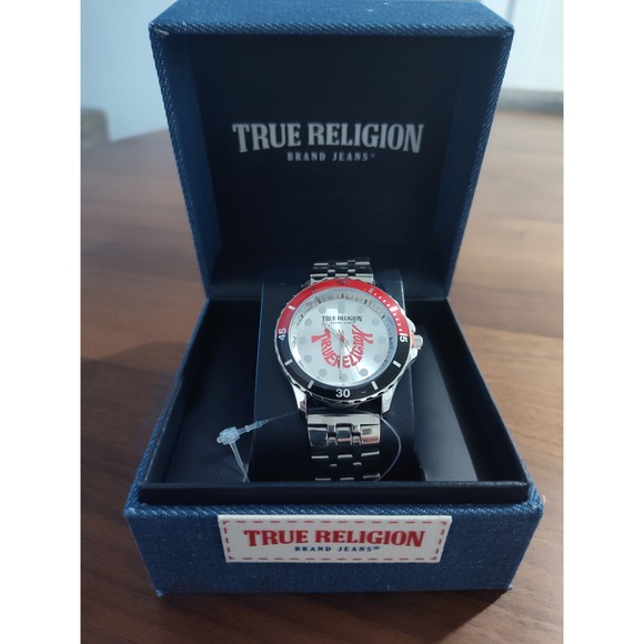 True Religion Other - True Religion Mens Watch Silver Red Black Diver Style Stainless Steel New in Box